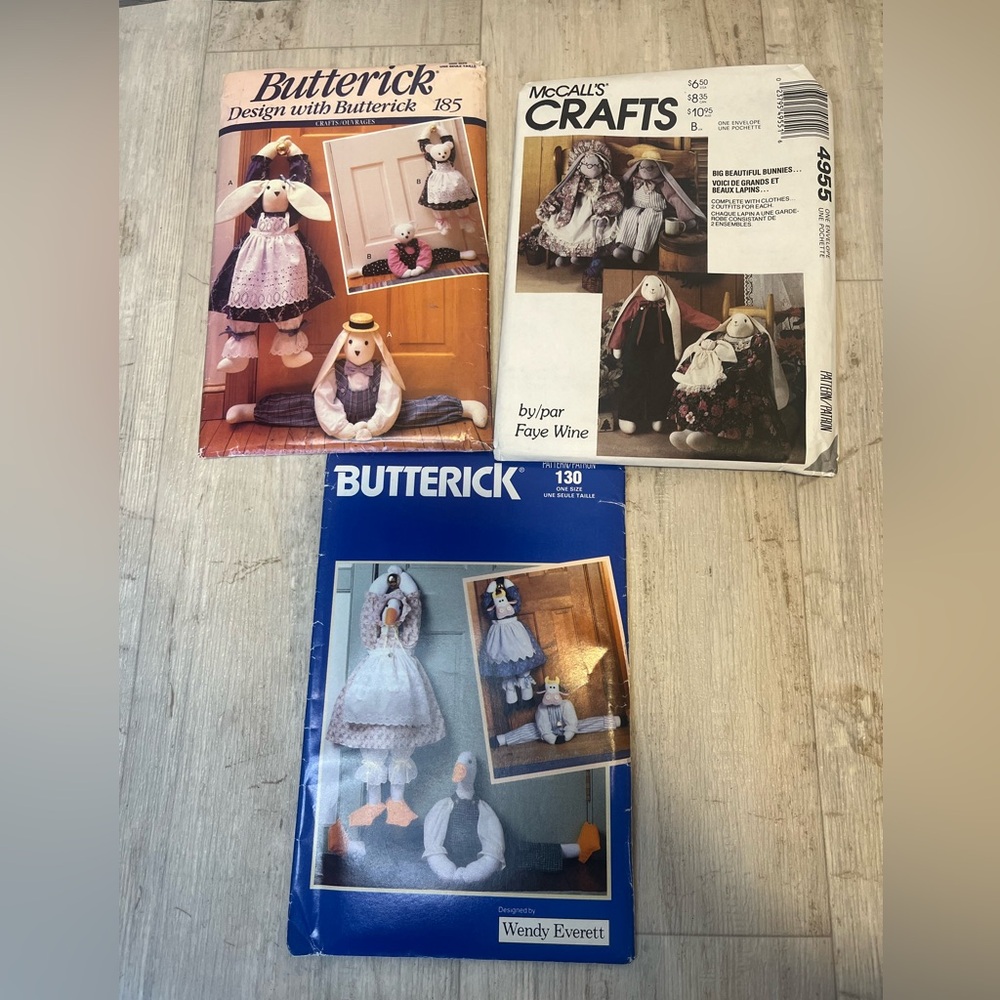Butterick Pattern 130 Wendy Everett - 185- McCalls 4955 Faye Wine Bunnies UNCUT